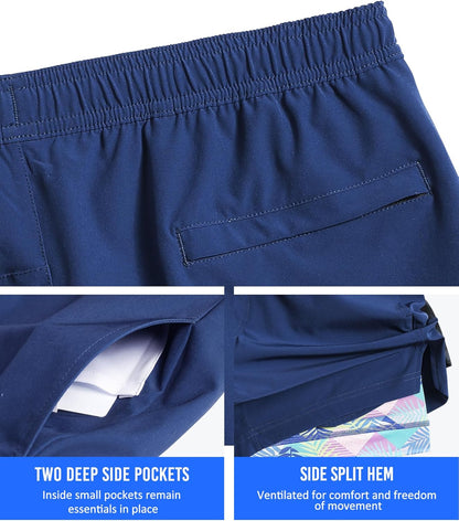 Mens 5" Gym Running Shorts for Men 2 in 1 Quick Dry Workout Athletic Shorts