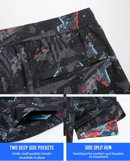 Mens 5" Gym Running Shorts for Men 2 in 1 Quick Dry Workout Athletic Shorts