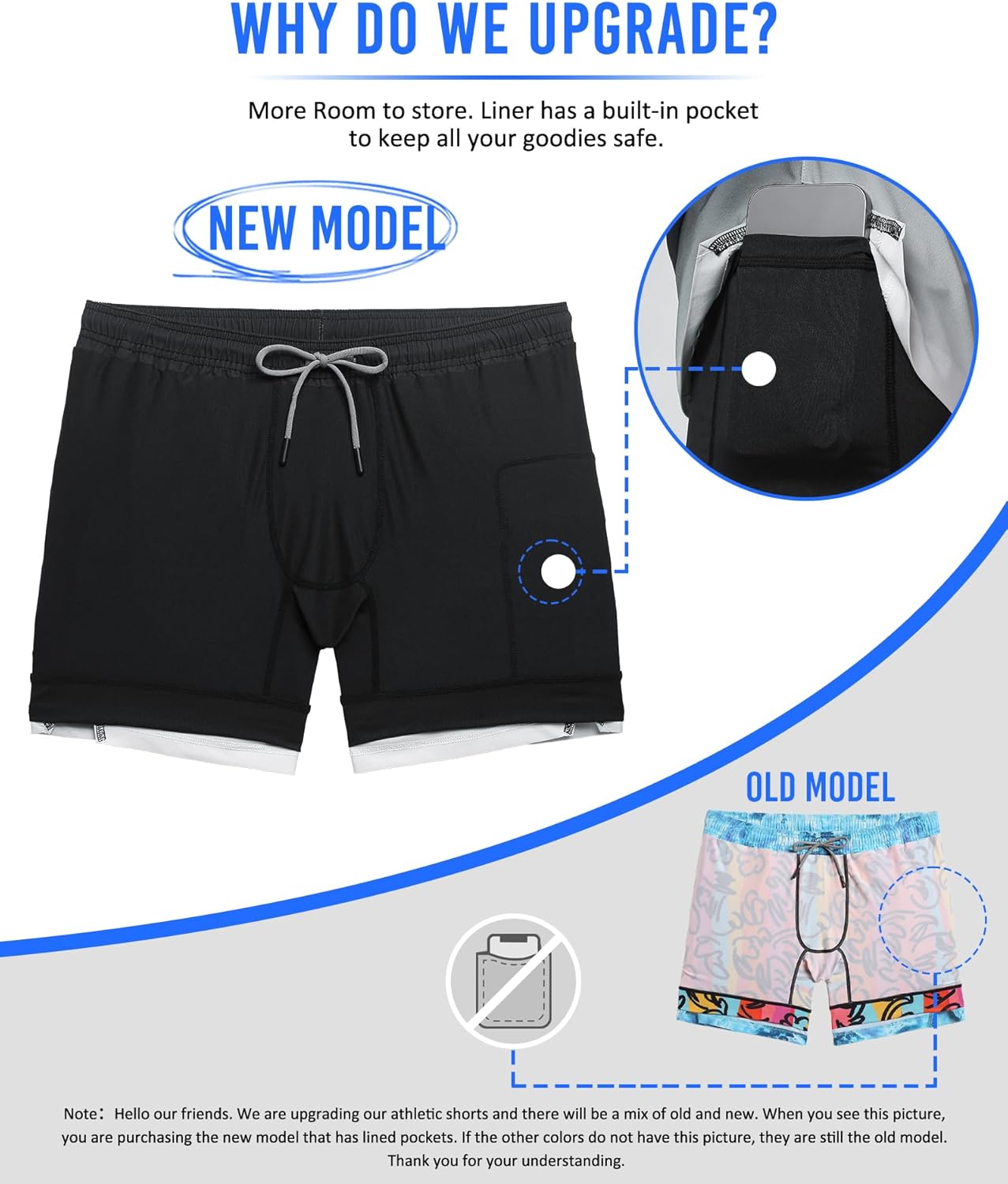 Mens 5" Gym Running Shorts for Men 2 in 1 Quick Dry Workout Athletic Shorts