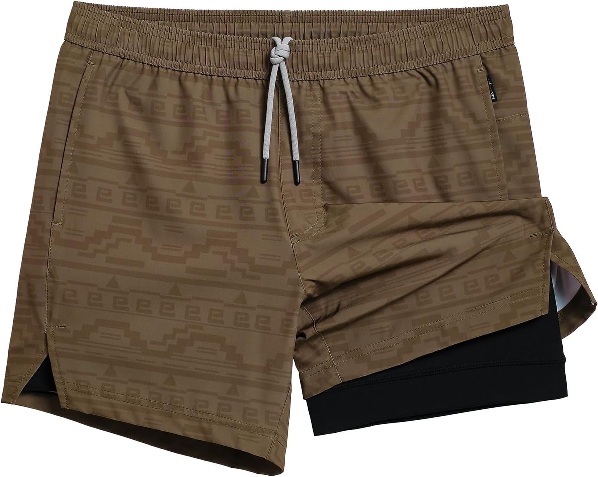 Mens 5" Gym Running Shorts for Men 2 in 1 Quick Dry Workout Athletic Shorts