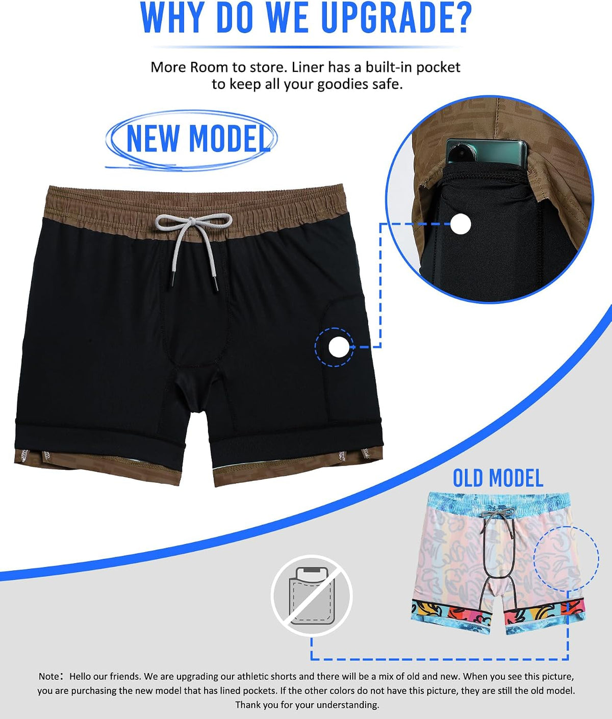 Mens 5" Gym Running Shorts for Men 2 in 1 Quick Dry Workout Athletic Shorts
