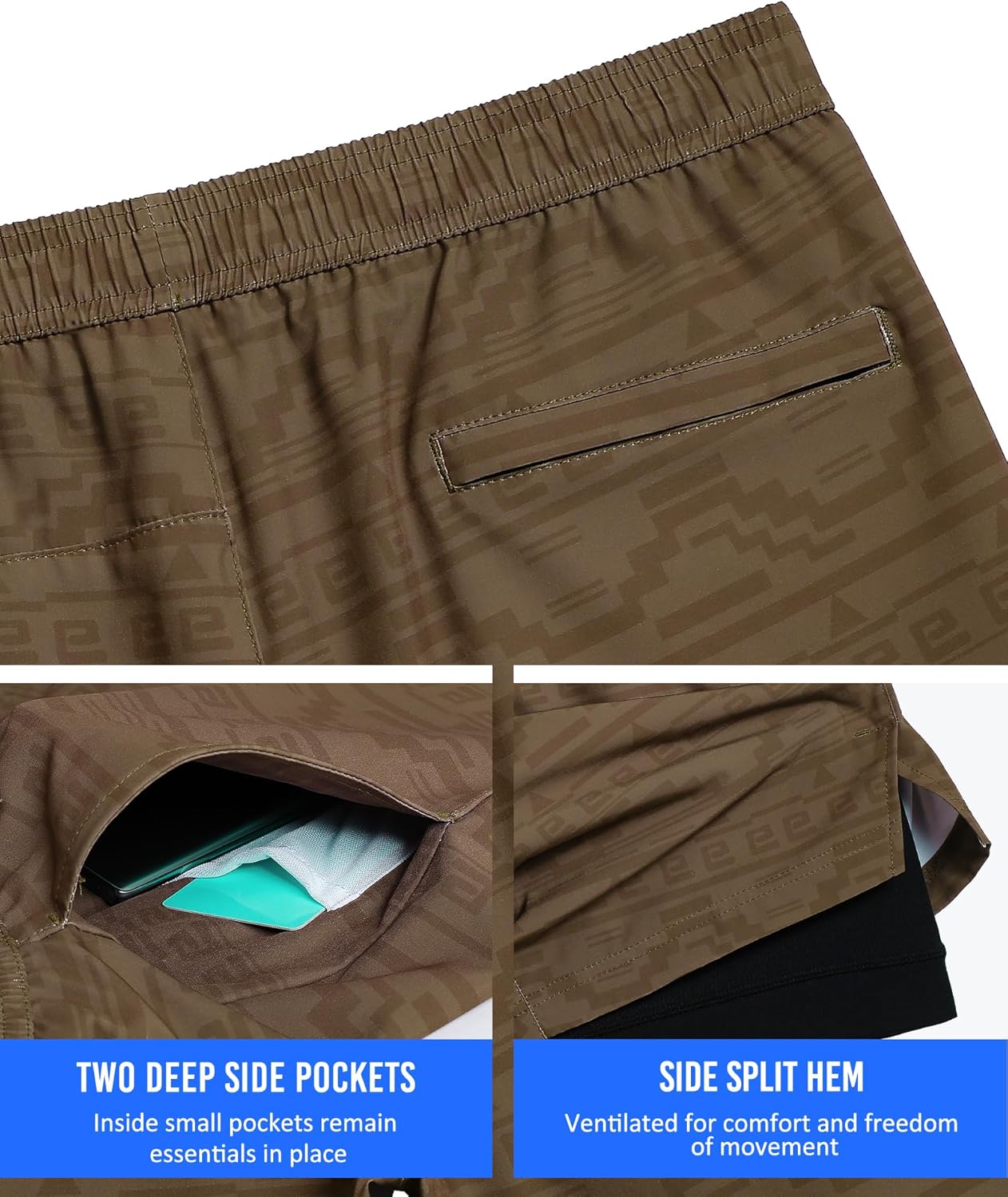 Mens 5" Gym Running Shorts for Men 2 in 1 Quick Dry Workout Athletic Shorts