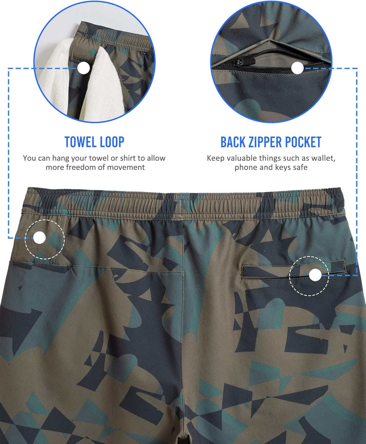 Mens 5" Gym Running Shorts for Men 2 in 1 Quick Dry Workout Athletic Shorts
