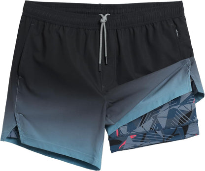 Mens 5" Gym Running Shorts for Men 2 in 1 Quick Dry Workout Athletic Shorts