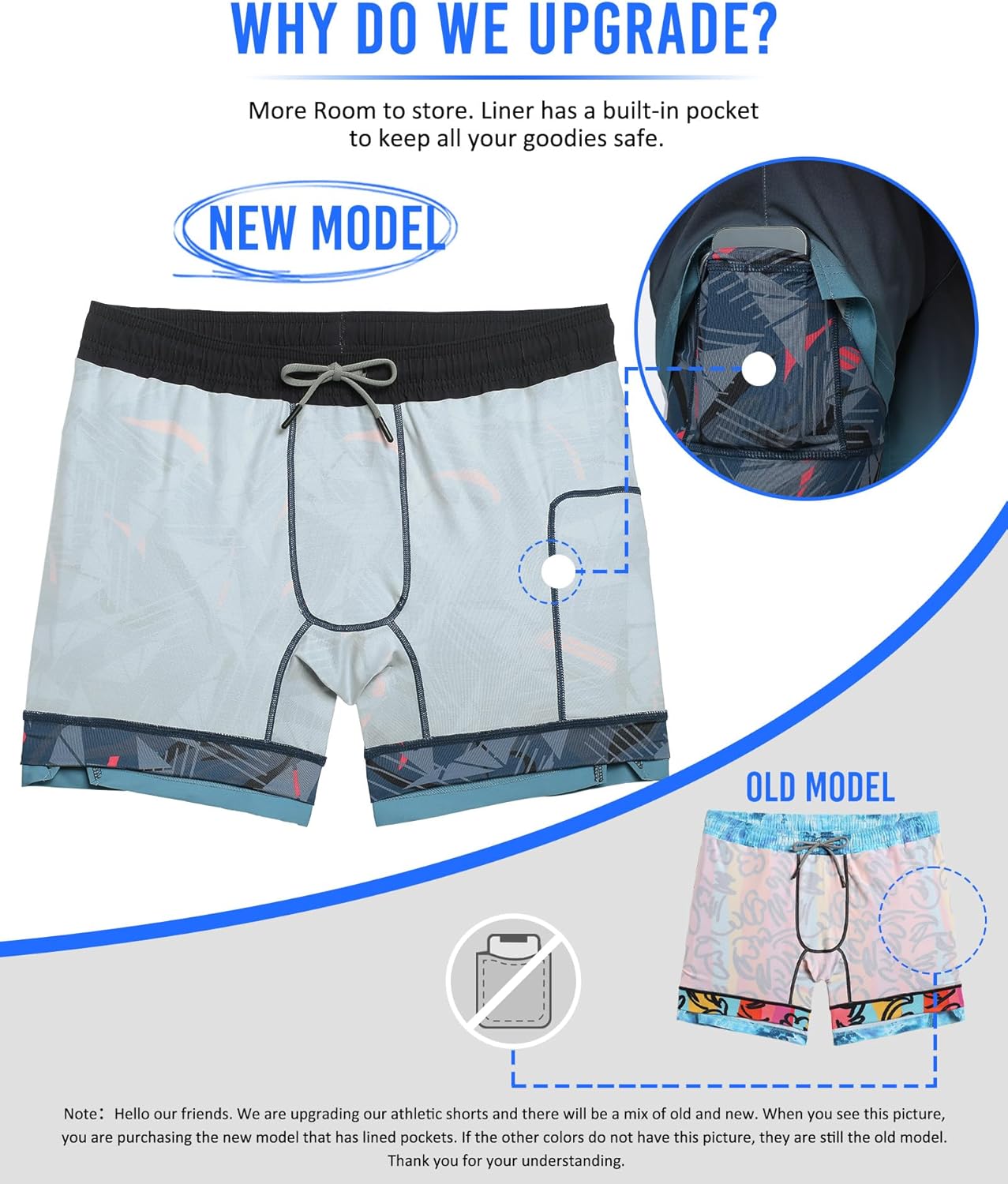 Mens 5" Gym Running Shorts for Men 2 in 1 Quick Dry Workout Athletic Shorts
