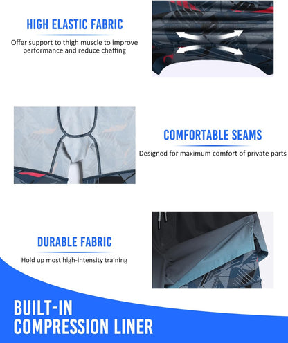 Mens 5" Gym Running Shorts for Men 2 in 1 Quick Dry Workout Athletic Shorts