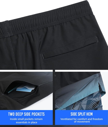 Mens 5" Gym Running Shorts for Men 2 in 1 Quick Dry Workout Athletic Shorts