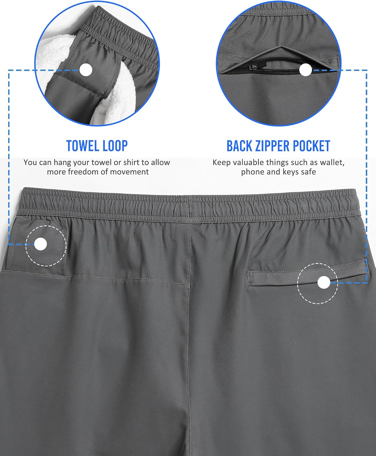 Mens 5" Gym Running Shorts for Men 2 in 1 Quick Dry Workout Athletic Shorts