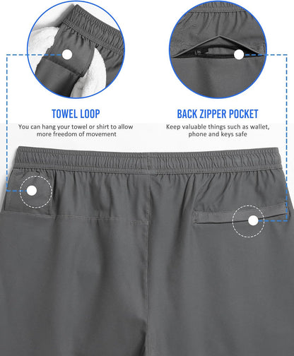 Mens 5" Gym Running Shorts for Men 2 in 1 Quick Dry Workout Athletic Shorts