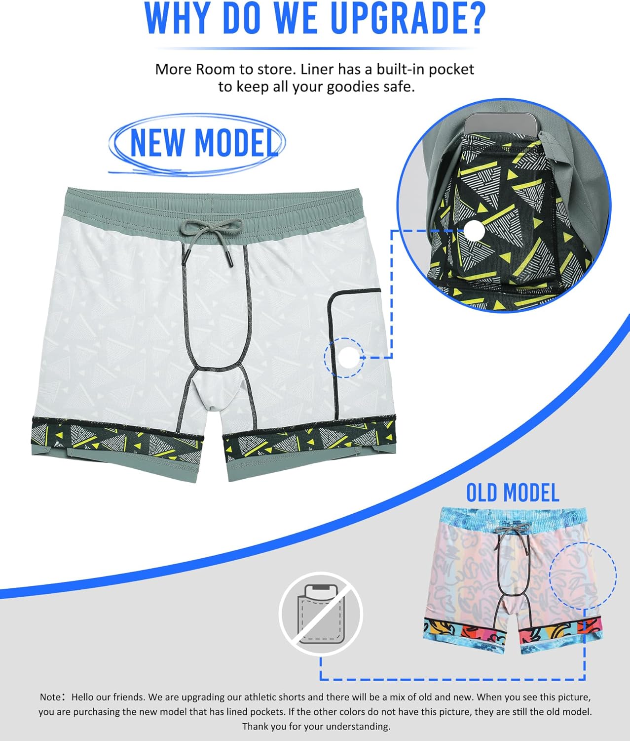 Mens 5" Gym Running Shorts for Men 2 in 1 Quick Dry Workout Athletic Shorts
