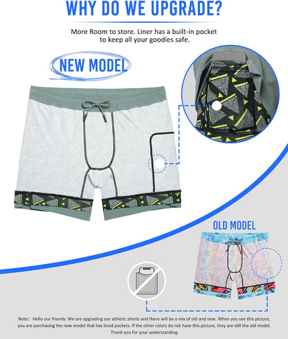 Mens 5" Gym Running Shorts for Men 2 in 1 Quick Dry Workout Athletic Shorts