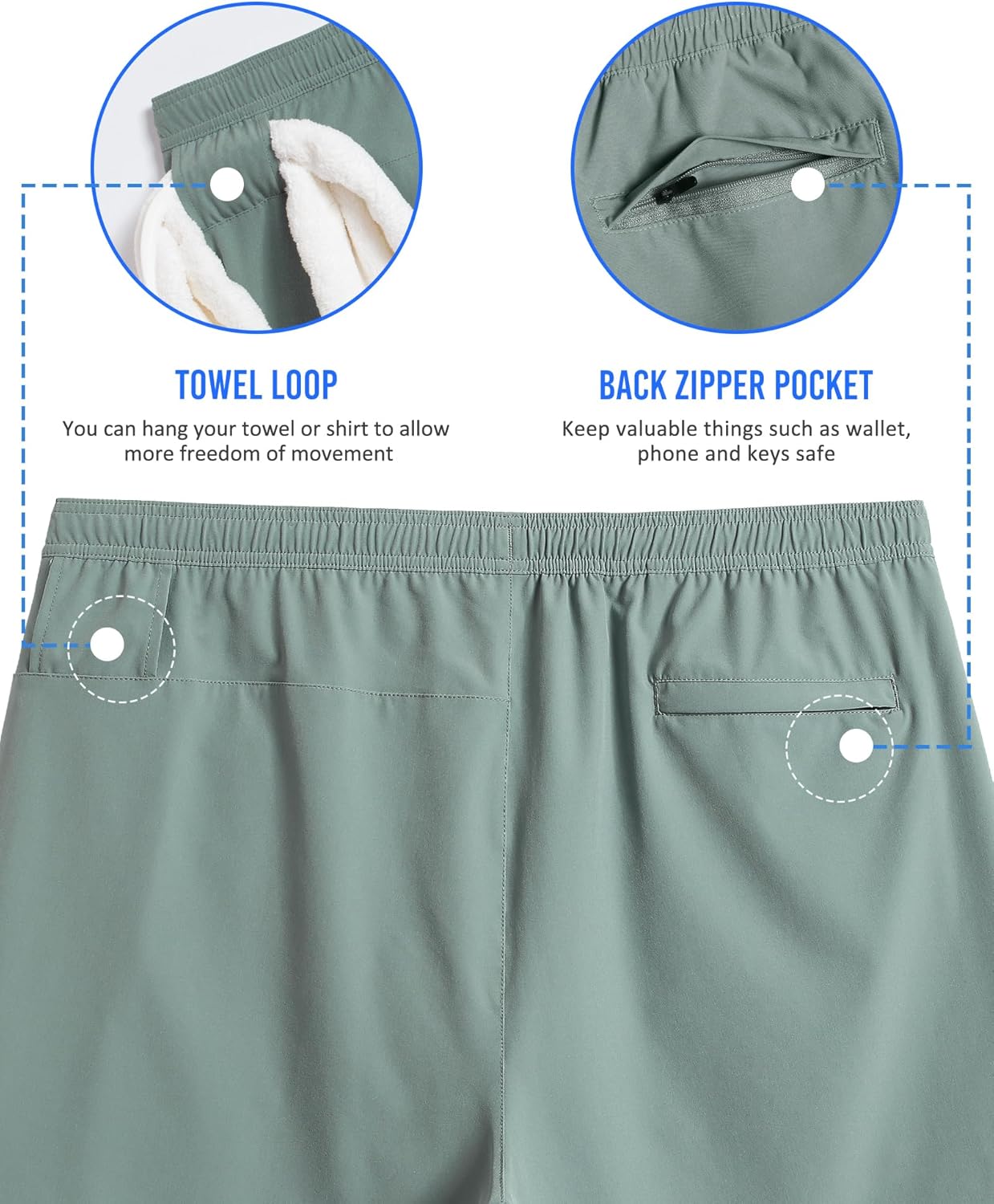 Mens 5" Gym Running Shorts for Men 2 in 1 Quick Dry Workout Athletic Shorts