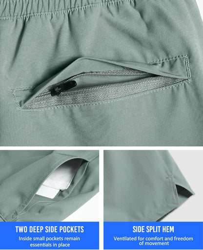 Mens 5" Gym Running Shorts for Men 2 in 1 Quick Dry Workout Athletic Shorts