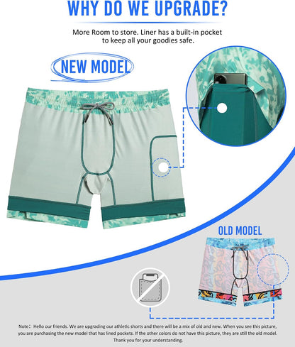 Mens 5" Gym Running Shorts for Men 2 in 1 Quick Dry Workout Athletic Shorts