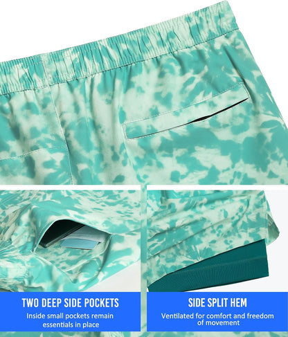 Mens 5" Gym Running Shorts for Men 2 in 1 Quick Dry Workout Athletic Shorts