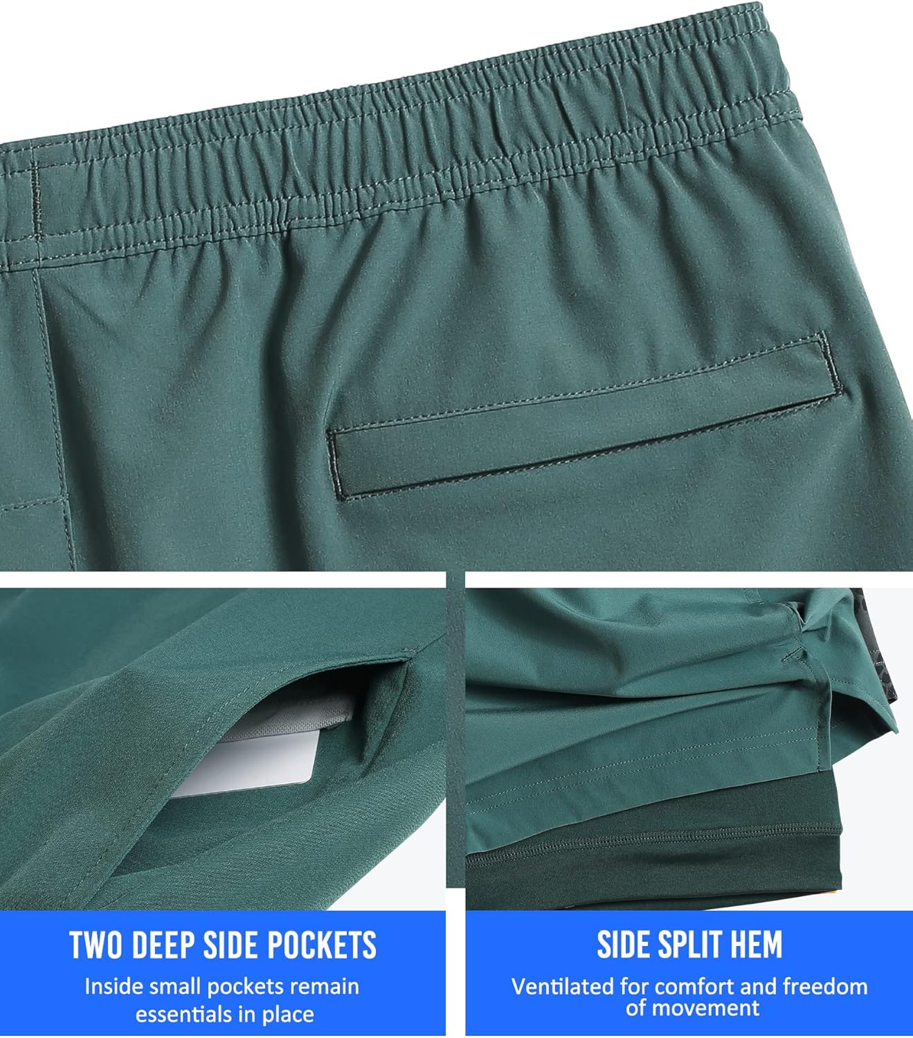 Mens 5" Gym Running Shorts for Men 2 in 1 Quick Dry Workout Athletic Shorts