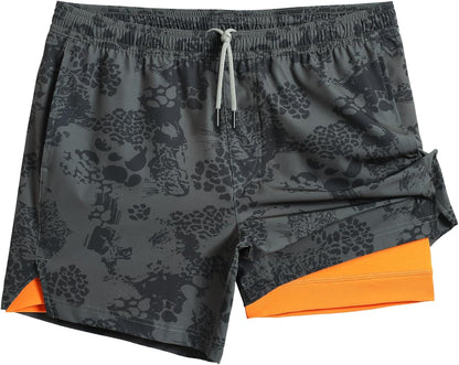 Mens 5" Gym Running Shorts for Men 2 in 1 Quick Dry Workout Athletic Shorts