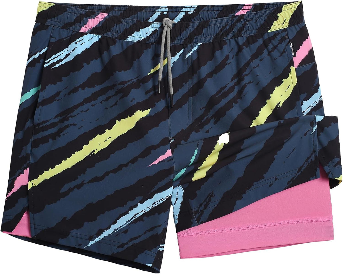 Mens 5" Gym Running Shorts for Men 2 in 1 Quick Dry Workout Athletic Shorts