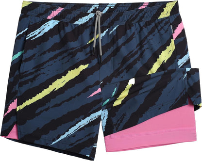 Mens 5" Gym Running Shorts for Men 2 in 1 Quick Dry Workout Athletic Shorts