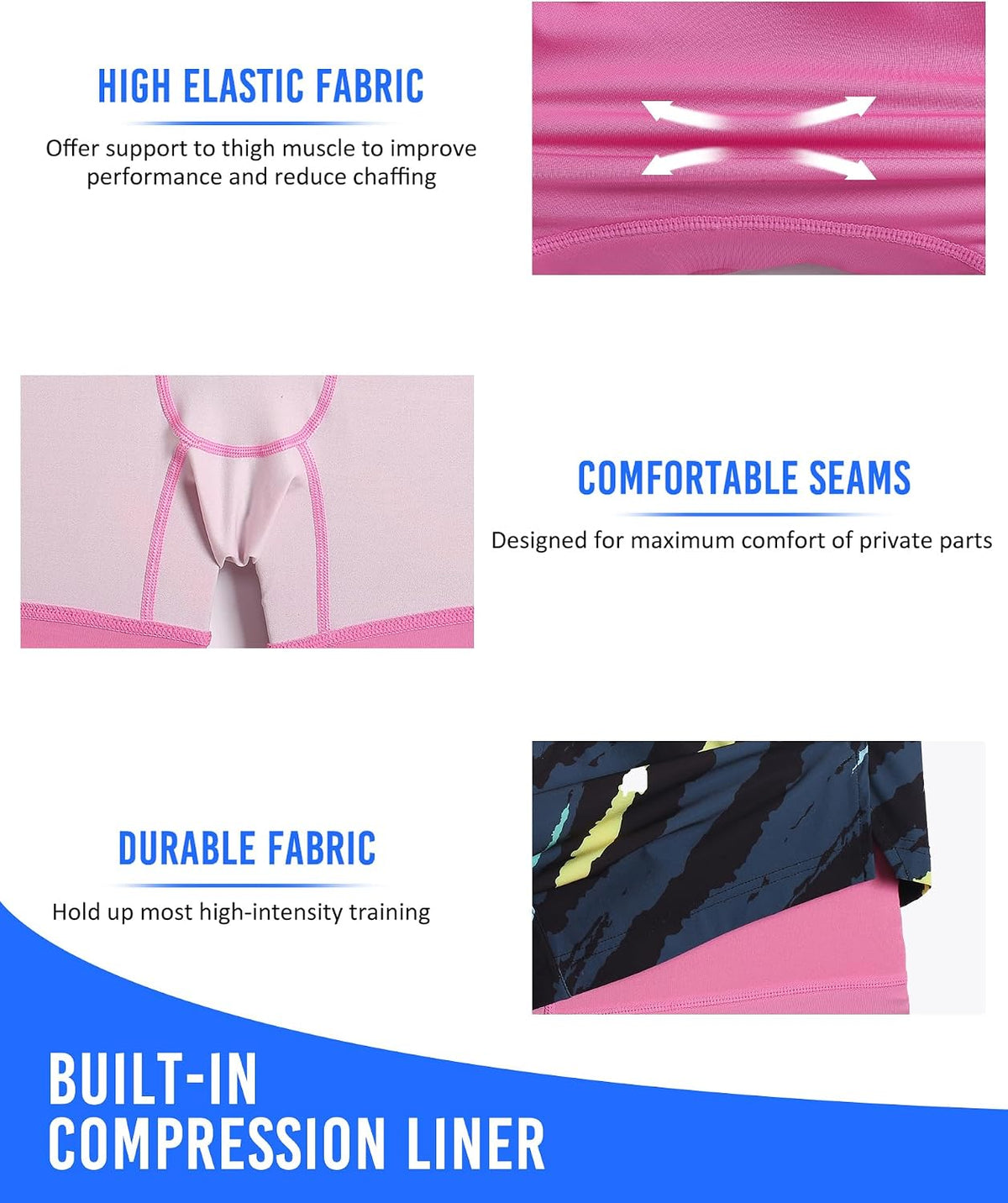 Mens 5" Gym Running Shorts for Men 2 in 1 Quick Dry Workout Athletic Shorts