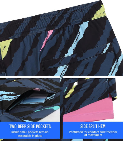 Mens 5" Gym Running Shorts for Men 2 in 1 Quick Dry Workout Athletic Shorts