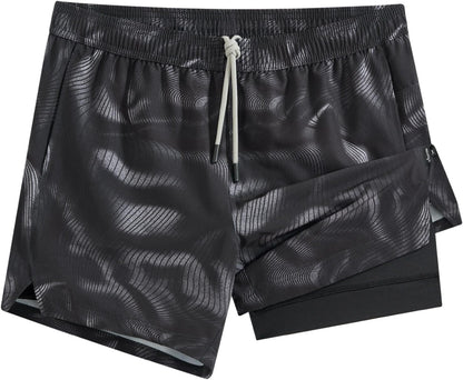 Mens 5" Gym Running Shorts for Men 2 in 1 Quick Dry Workout Athletic Shorts