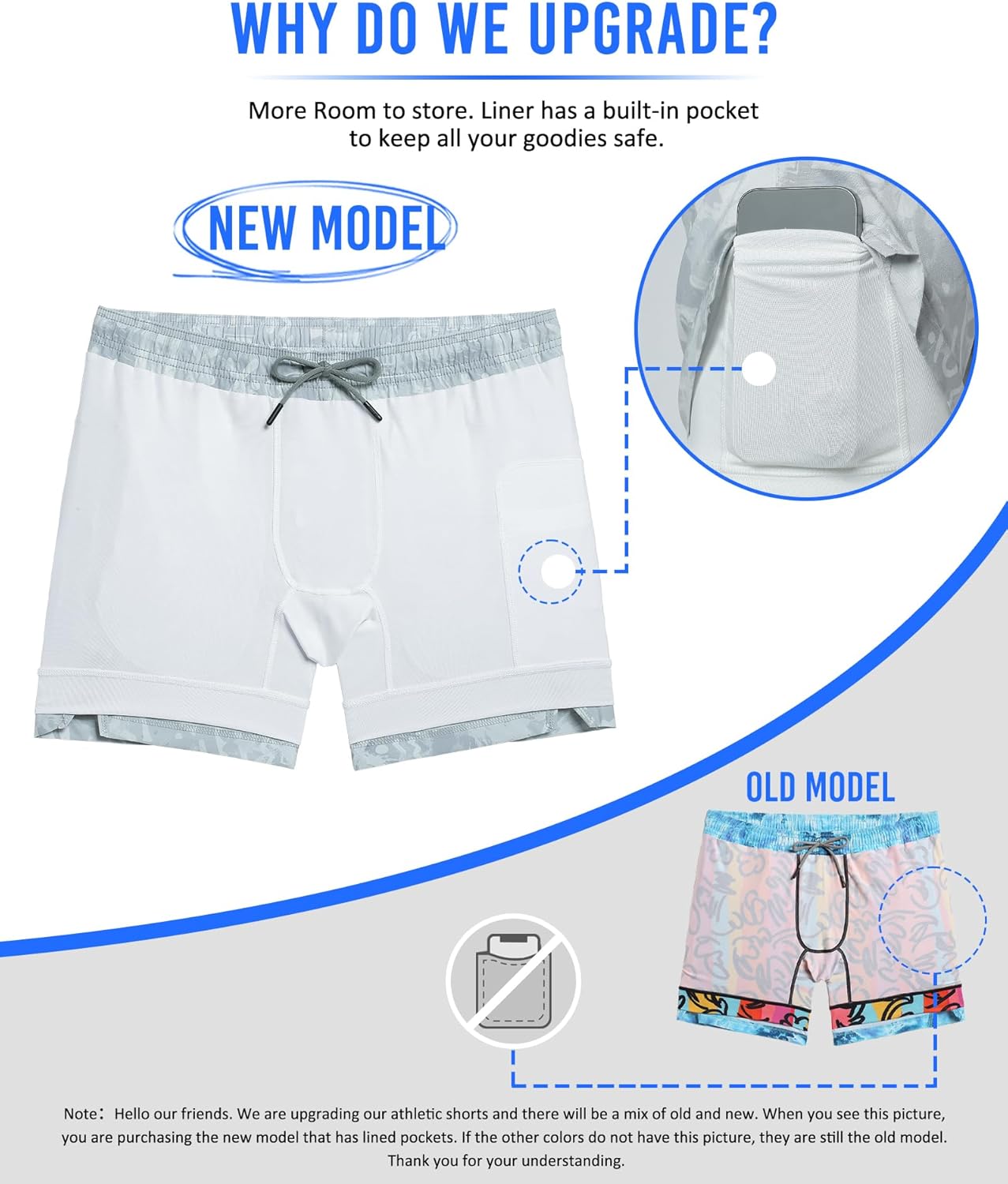 Mens 5" Gym Running Shorts for Men 2 in 1 Quick Dry Workout Athletic Shorts