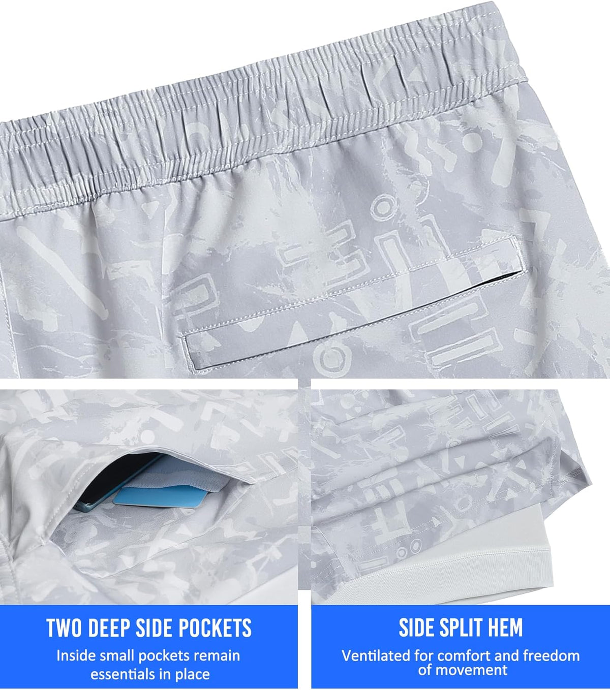 Mens 5" Gym Running Shorts for Men 2 in 1 Quick Dry Workout Athletic Shorts