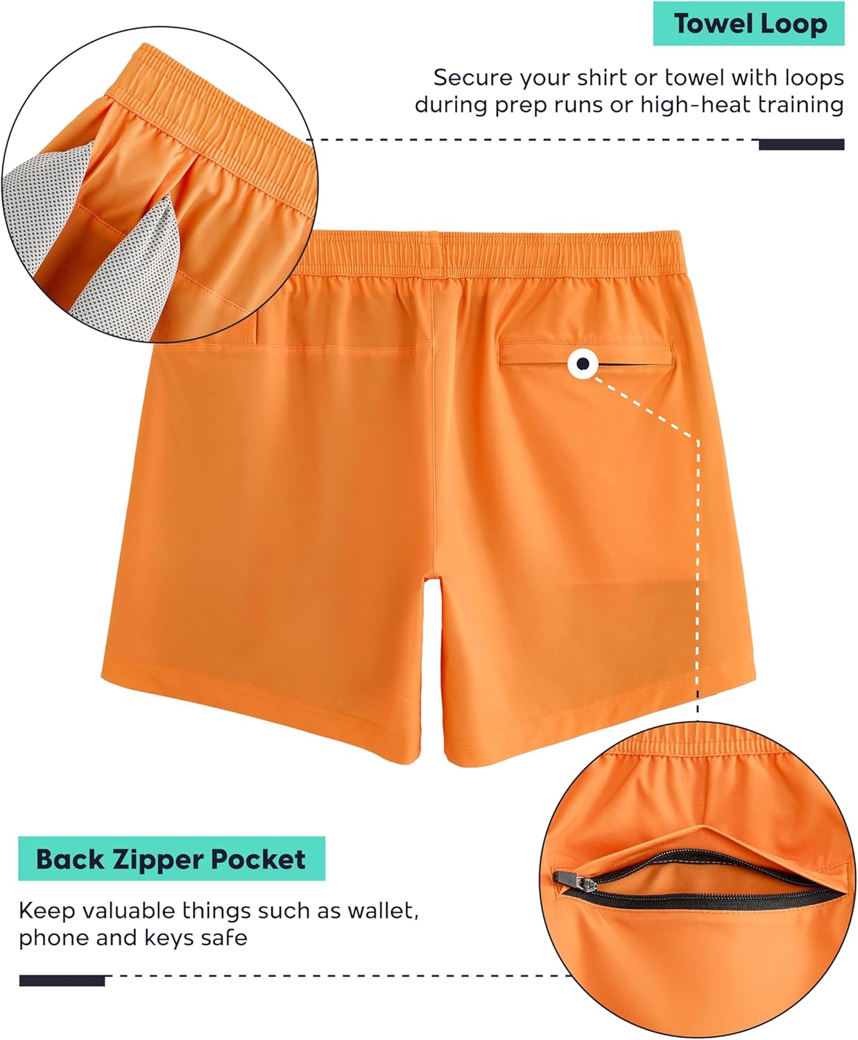 Mens 5" Gym Running Shorts for Men 2 in 1 Quick Dry Workout Athletic Shorts