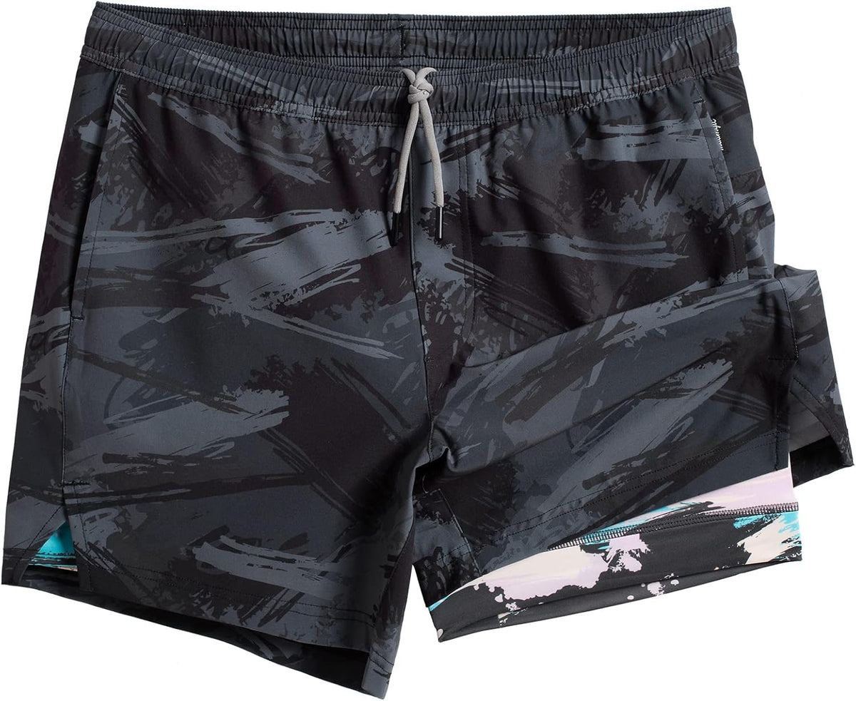 Mens 5" Gym Running Shorts for Men 2 in 1 Quick Dry Workout Athletic Shorts