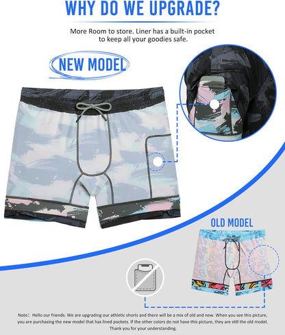 Mens 5" Gym Running Shorts for Men 2 in 1 Quick Dry Workout Athletic Shorts