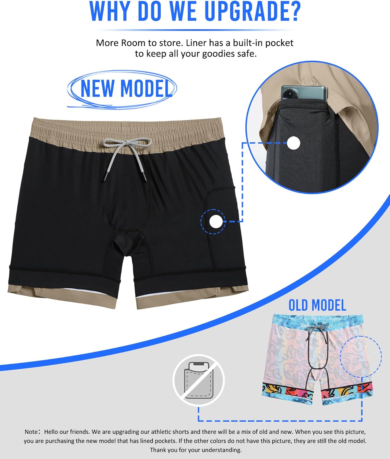 Mens 5" Gym Running Shorts for Men 2 in 1 Quick Dry Workout Athletic Shorts
