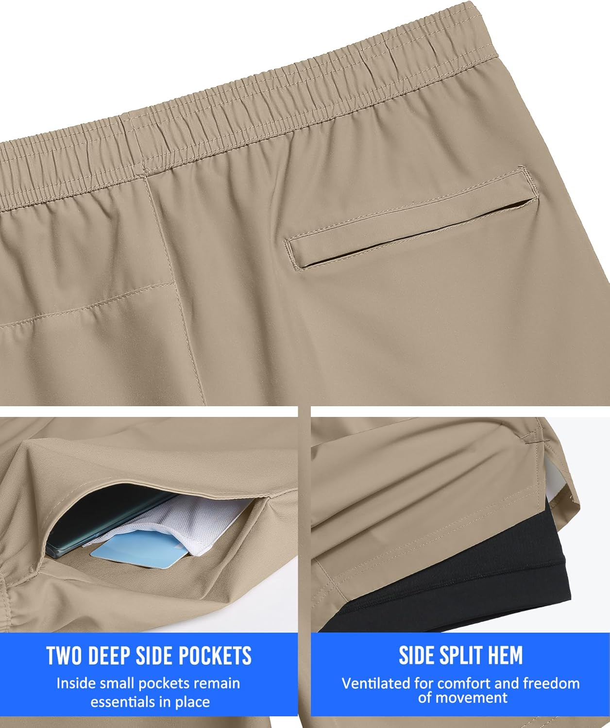 Mens 5" Gym Running Shorts for Men 2 in 1 Quick Dry Workout Athletic Shorts