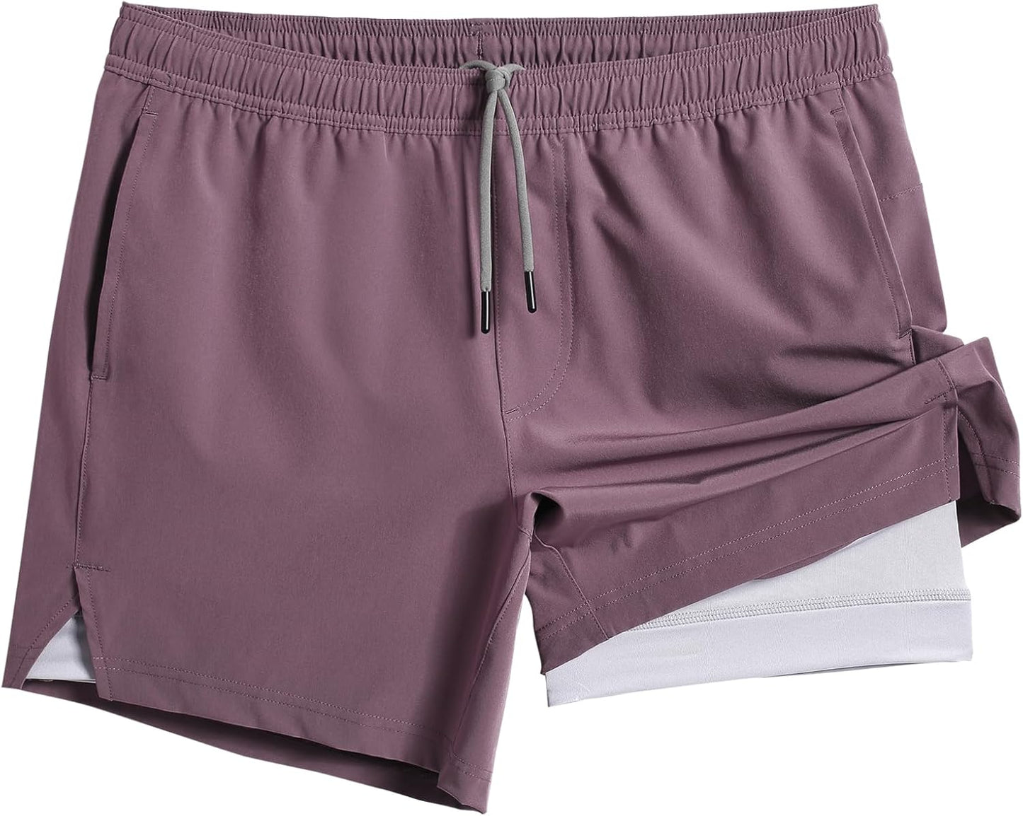 Mens 5" Gym Running Shorts for Men 2 in 1 Quick Dry Workout Athletic Shorts