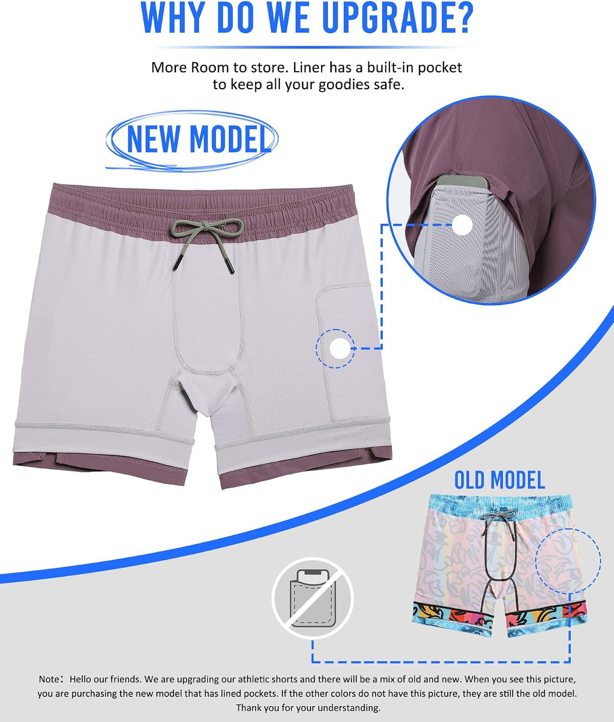 Mens 5" Gym Running Shorts for Men 2 in 1 Quick Dry Workout Athletic Shorts