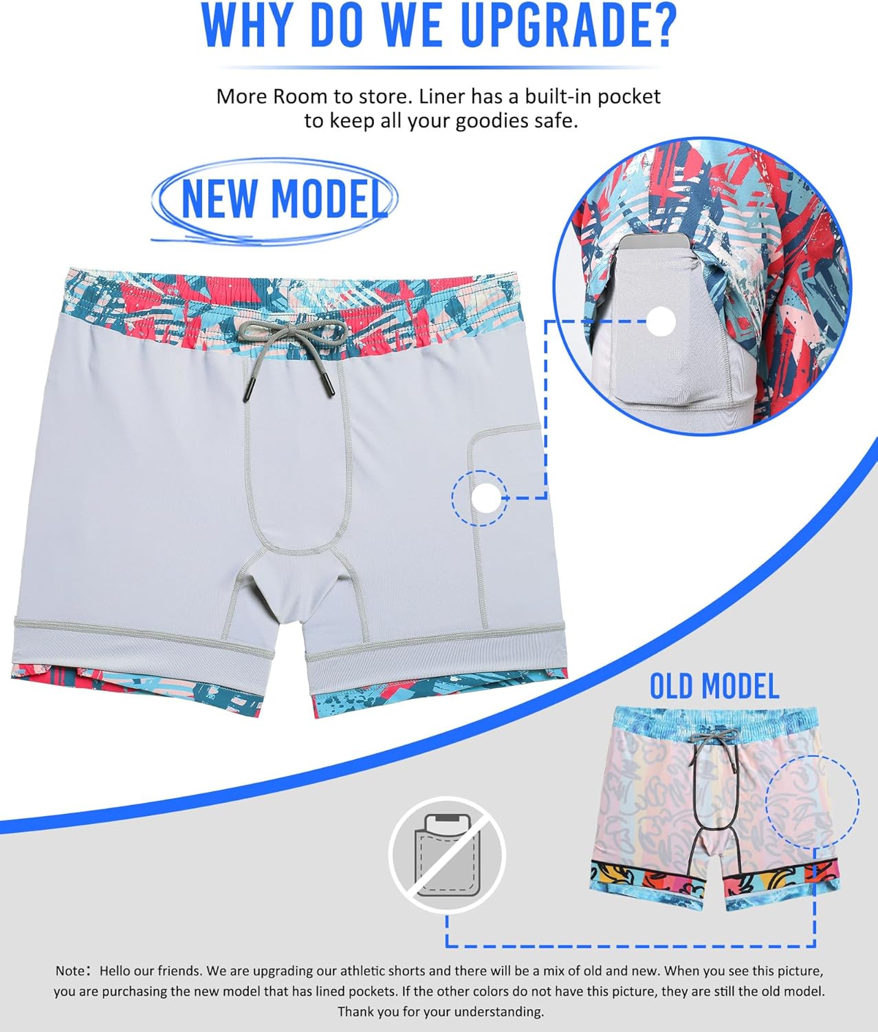 Mens 5" Gym Running Shorts for Men 2 in 1 Quick Dry Workout Athletic Shorts