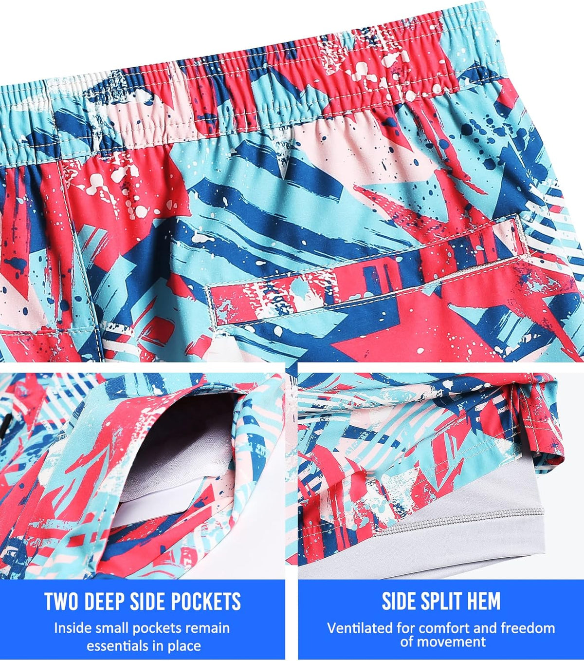 Mens 5" Gym Running Shorts for Men 2 in 1 Quick Dry Workout Athletic Shorts