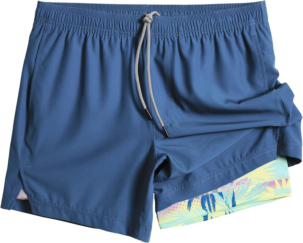 Mens 5" Gym Running Shorts for Men 2 in 1 Quick Dry Workout Athletic Shorts