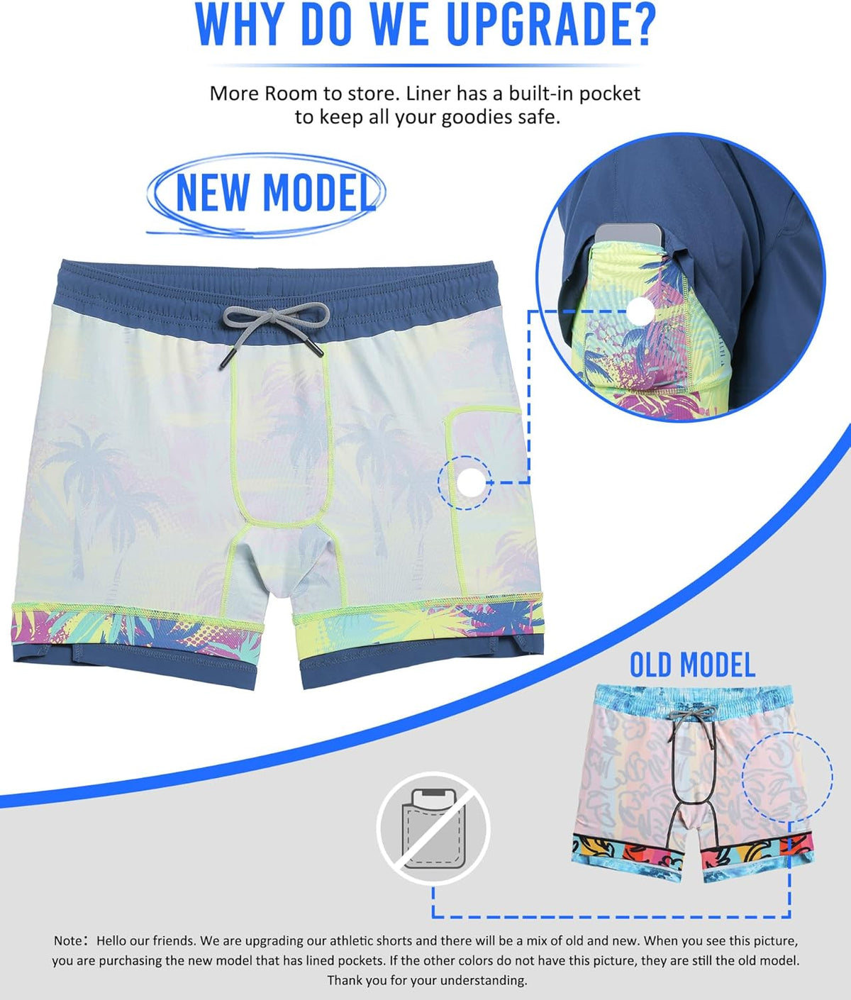 Mens 5" Gym Running Shorts for Men 2 in 1 Quick Dry Workout Athletic Shorts
