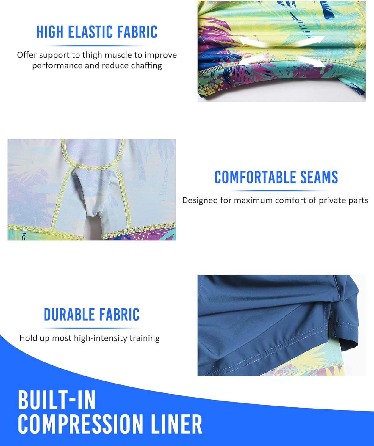Mens 5" Gym Running Shorts for Men 2 in 1 Quick Dry Workout Athletic Shorts