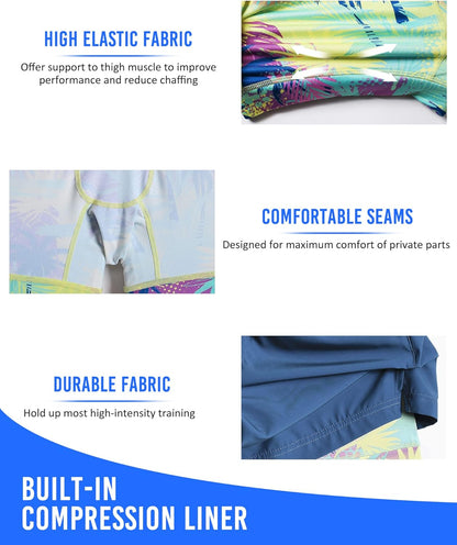 Mens 5" Gym Running Shorts for Men 2 in 1 Quick Dry Workout Athletic Shorts