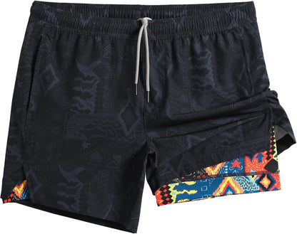 Mens 5" Gym Running Shorts for Men 2 in 1 Quick Dry Workout Athletic Shorts
