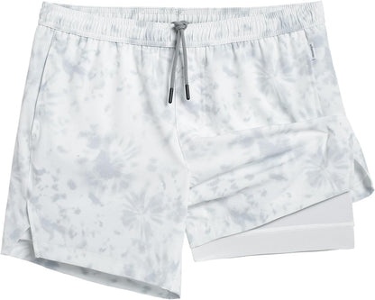 Mens 5" Gym Running Shorts for Men 2 in 1 Quick Dry Workout Athletic Shorts
