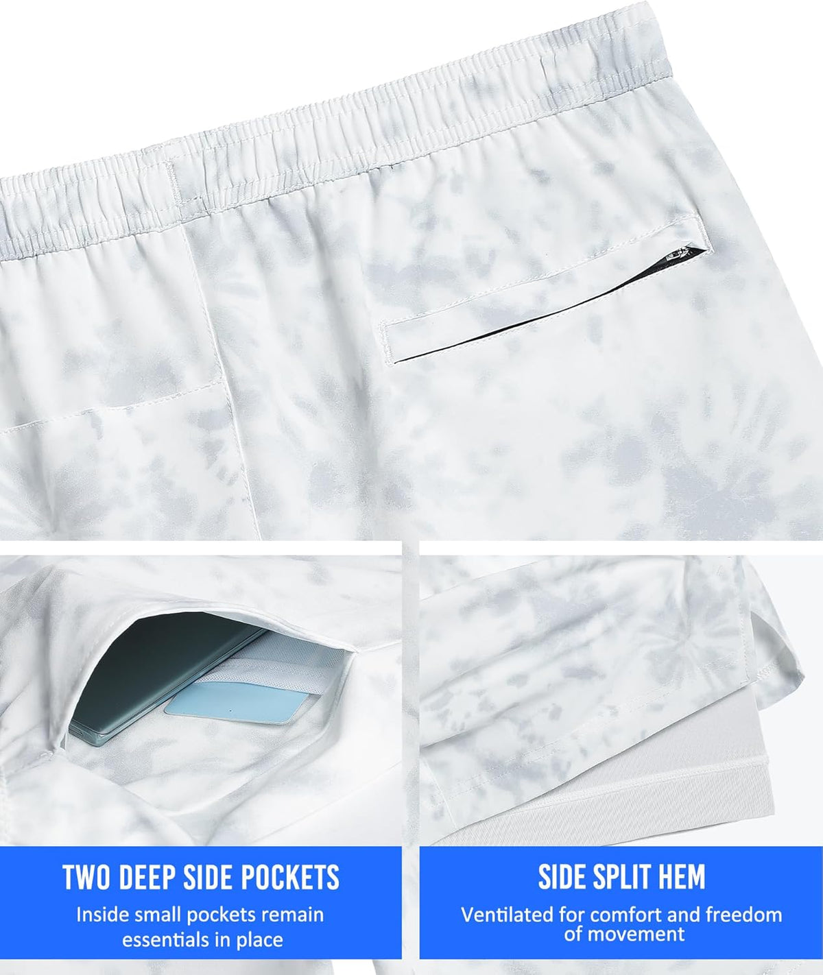 Mens 5" Gym Running Shorts for Men 2 in 1 Quick Dry Workout Athletic Shorts