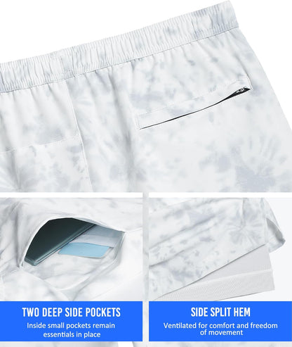 Mens 5" Gym Running Shorts for Men 2 in 1 Quick Dry Workout Athletic Shorts