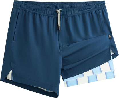 Mens 5" Gym Running Shorts for Men 2 in 1 Quick Dry Workout Athletic Shorts