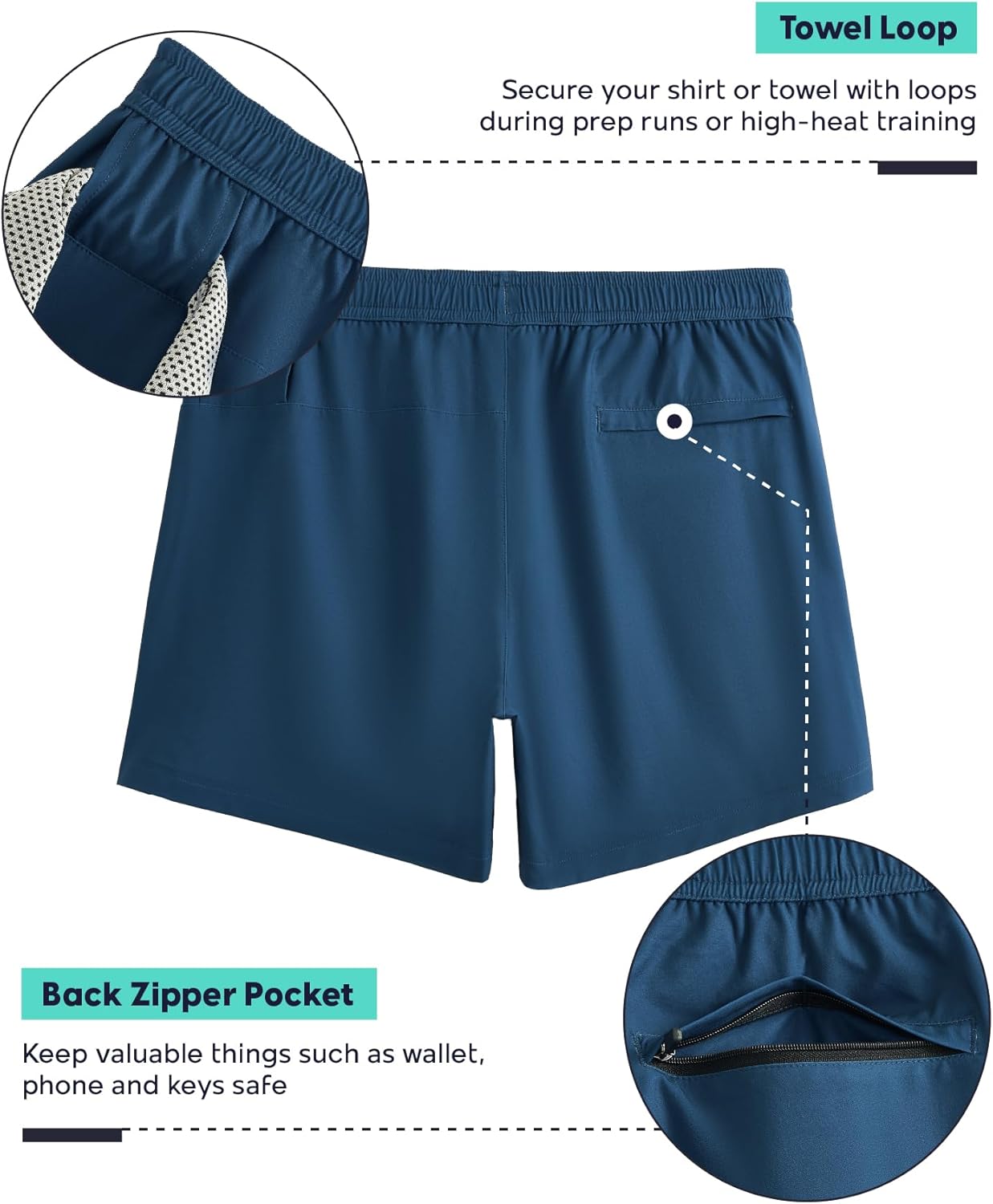 Mens 5" Gym Running Shorts for Men 2 in 1 Quick Dry Workout Athletic Shorts