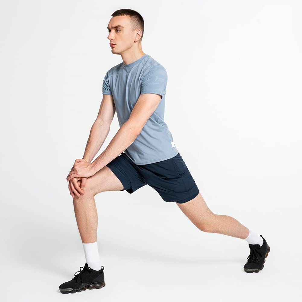 Mens 5" Gym Running Shorts for Men 2 in 1 Quick Dry Workout Athletic Shorts