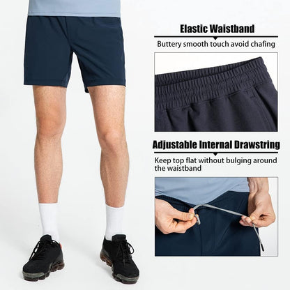 Mens 5" Gym Running Shorts for Men 2 in 1 Quick Dry Workout Athletic Shorts