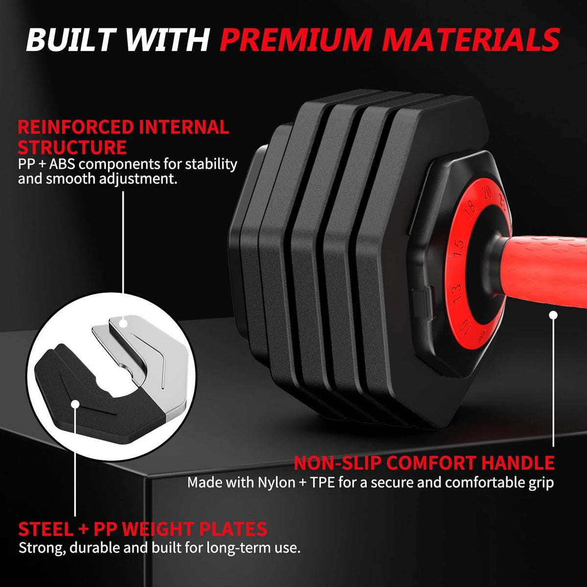 Adjustable Dumbbell Set Pair 25 lb or 50lb,10-in-1 Free Weight | 1-Second Dial Weight Adjustment,Space-Saving Design with Storage Base, Home Gym Strength Training Equipment